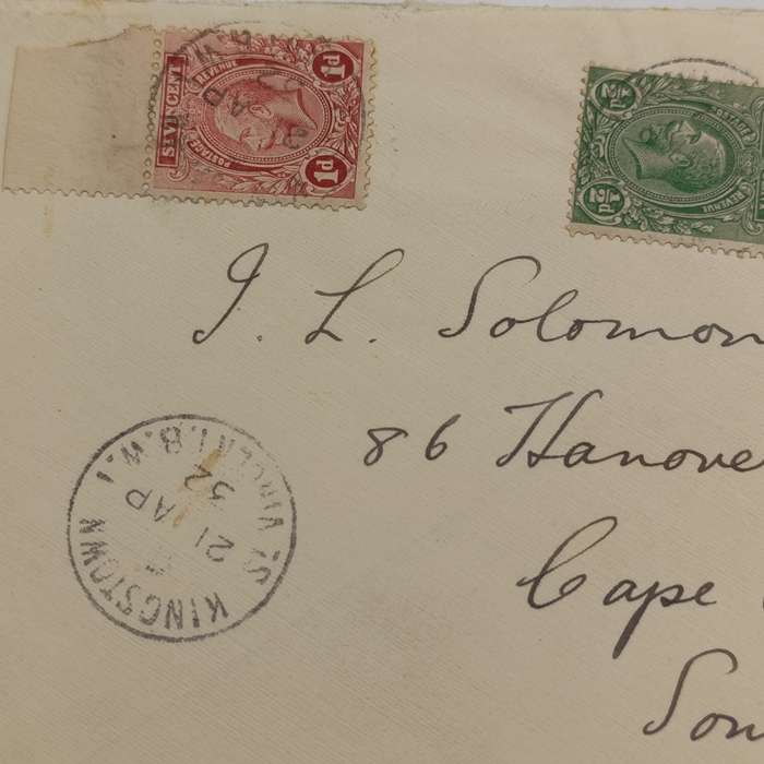 Postal Cover Kingston, ST. Vincent to Cape Town, South Africa cancelled 21 April 1932