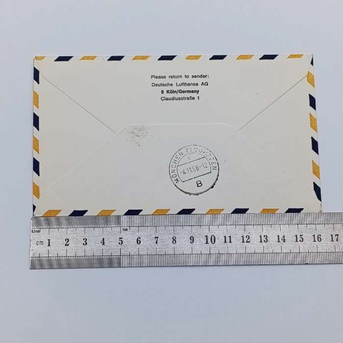 Lufthaiusa Airmail flight cover from Tripoli to munchen with 3 Libya stamps - November 1968
