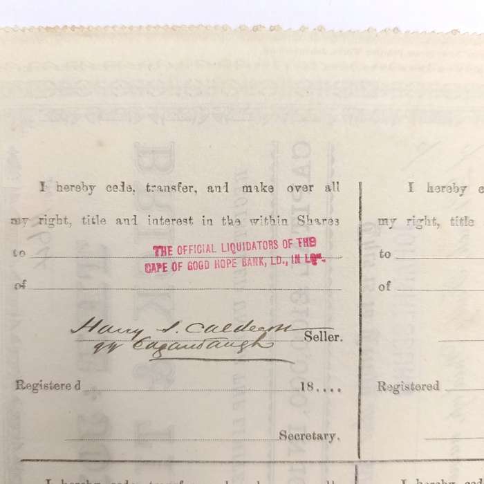 Share certificate dated 7th of October 1889 for The Johannesburg Brick and Tile Company