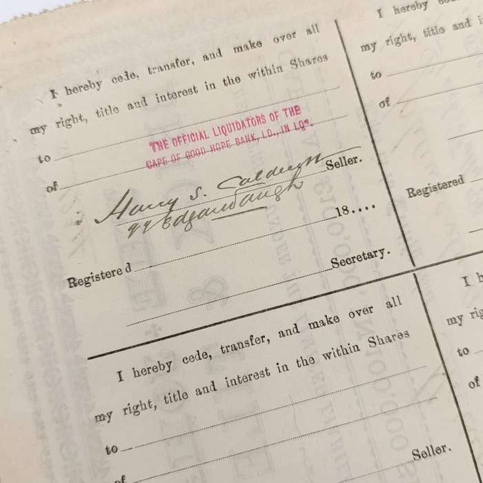 Share certificate dated 1st of November 1889 for The Johannesburg Brick and Tile Company