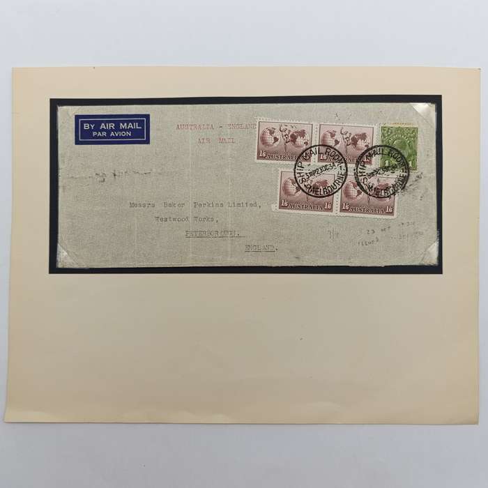 Original letter posted 23 October 1934 in Melbourne Australia in the ships mail room by Air mail