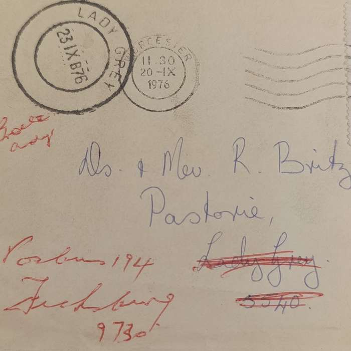 Postal Cover Worcester to Lady Grey - redirected to Ficksburg - with South African stamp