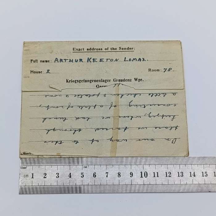 Prisoner of War letter from Graudenz Poland to Heilbron, South Africa with various prison camp