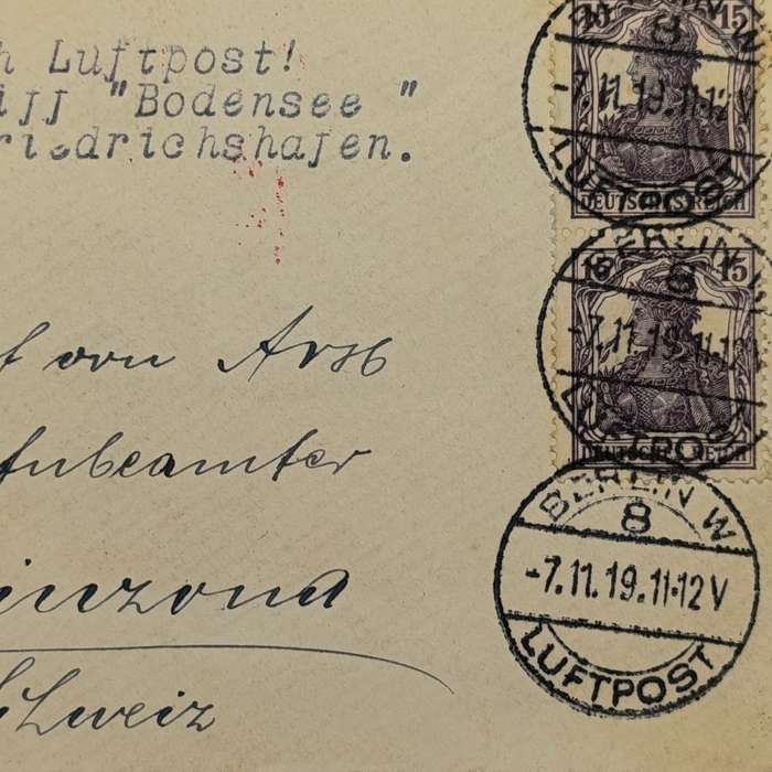 Flight Cover for the Zeppelin "Bodensee" from Berlin to Friedrichshafen on 7/11/1919