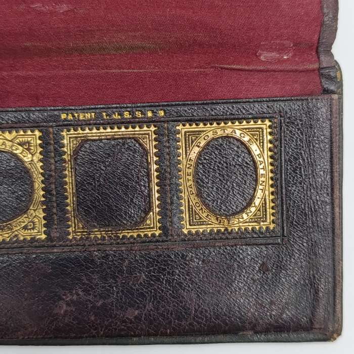 Antique leather stamp wallet