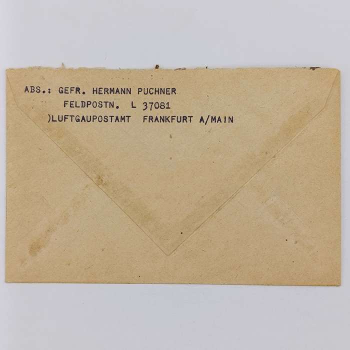 WW2 German Feldpost 37081 cover to Vienna, Austria - Posted by Hermann Puchner