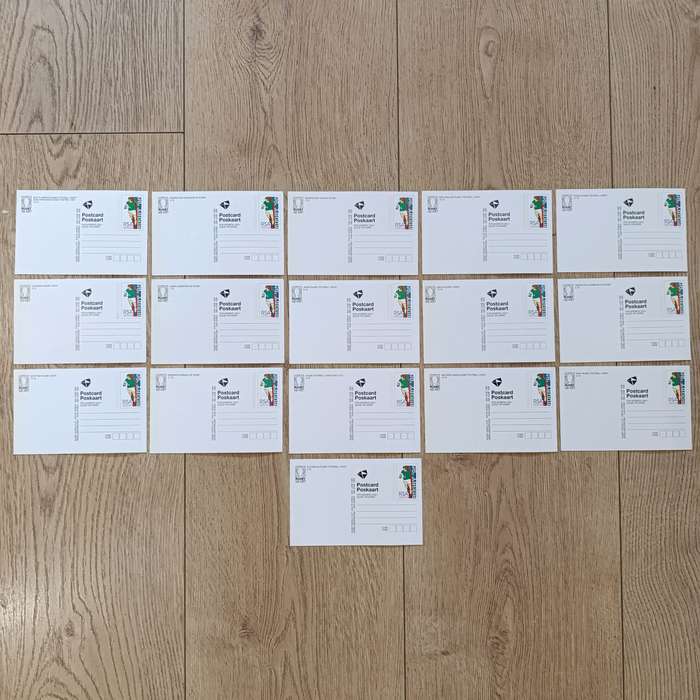 1995 Rugby world cup set of 16 postcards with teams competing
