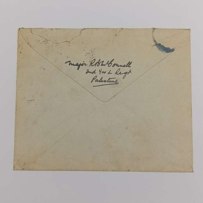 Postal cover from Jenin, Palestine to York, England with 6x 10 Mils Palestine vertical stamps