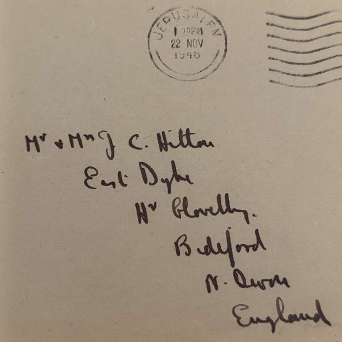 Postal cover from Jerusalem to England with Palestine stamp 22 November 1946