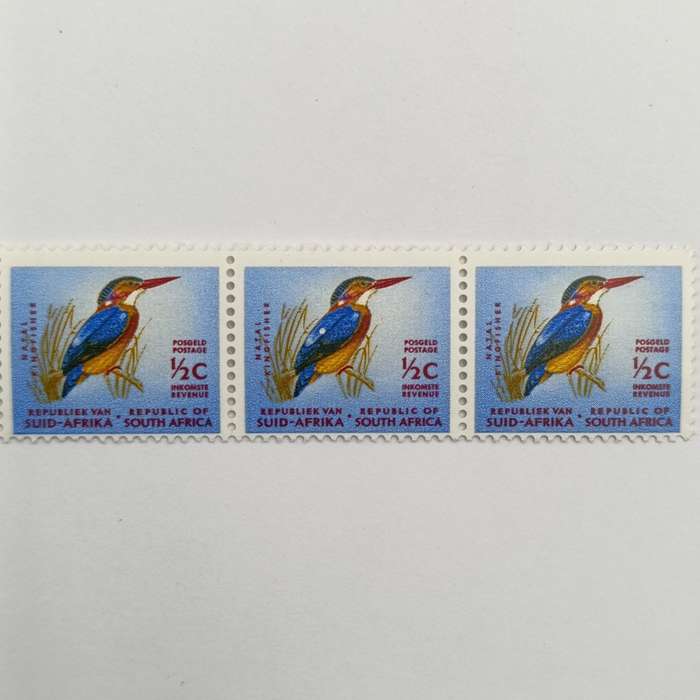 Republic of South Africa SACC 197 - 31 May 1961 definitive issue 1/2 cent stamp - strip of 5 with wh