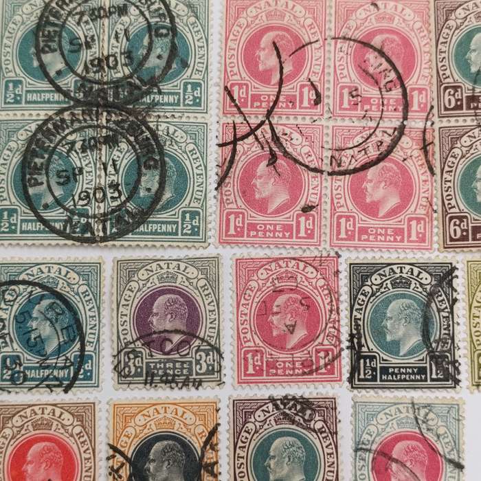 Natal Lot of 28 Natal stamps including some high face value stamps  1908-9