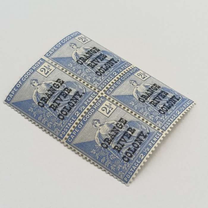 Orange River colony 2 1/2d Block of 4 Paper flaw bottom stamps