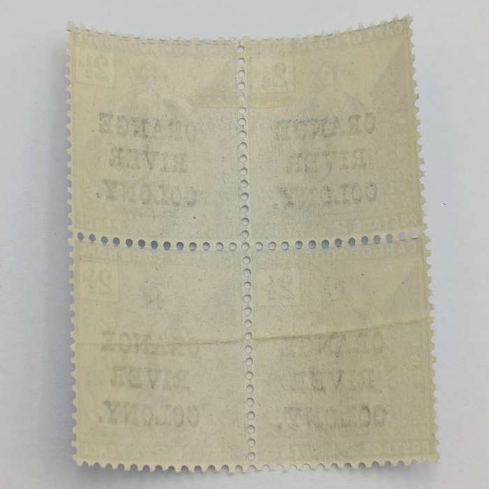 Orange River colony 2 1/2d Block of 4 Paper flaw bottom stamps