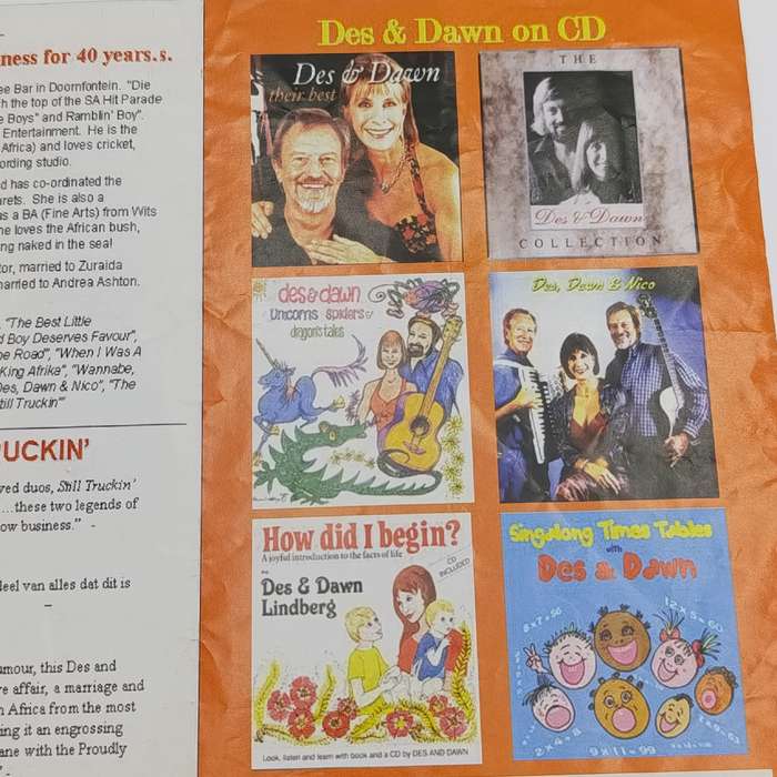 Des & Dawn Lindberg brochure for the Cat-Caberet & Theatre in Johannesburg
