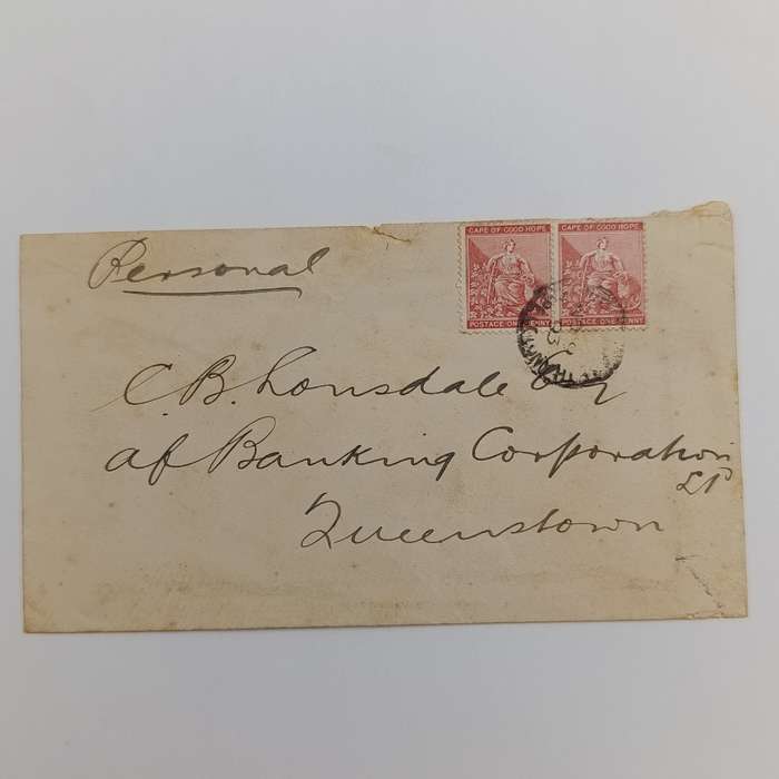 Postal Cover Cape of Good Hope 1893 on African bank Stationary posted to Queenstown from PE