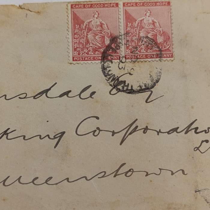 Postal Cover Cape of Good Hope 1893 on African bank Stationary posted to Queenstown from PE