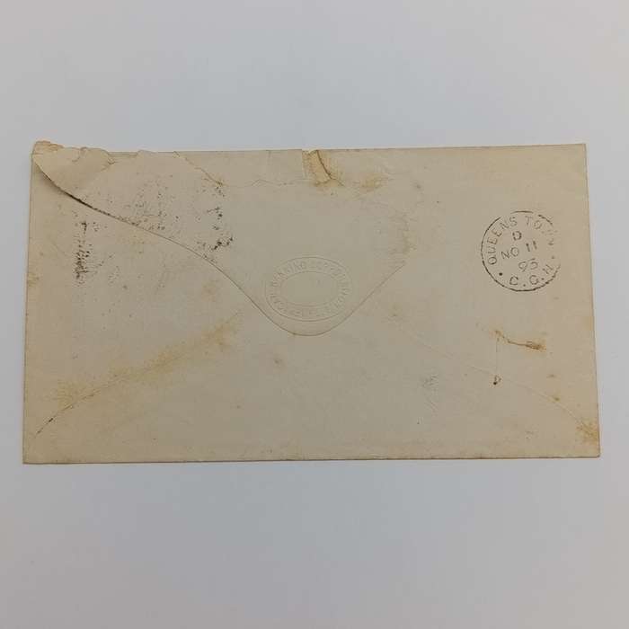 Postal Cover Cape of Good Hope 1893 on African bank Stationary posted to Queenstown from PE