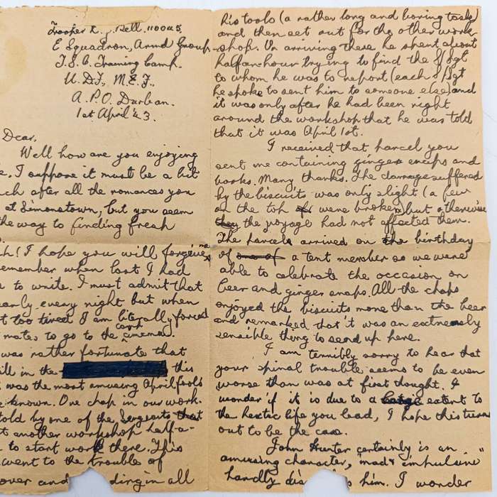 Lot of 31 WW2 period letter cards sent to miss (Staff Sgt) ML Tennant stationed in Simonstown