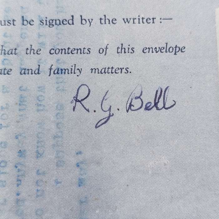 WW2 Air letter sent by Robin Bell to his sister May Strydom.