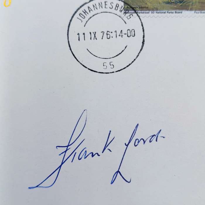1976 Castle Cup Final Cape Town City vs Hellenic postal cover signed by the legendary Frank Lord