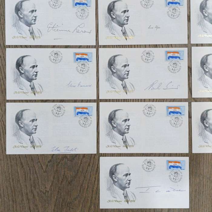 Lot of 13 AG Visser First Day covers issued 1978 - signed by South African poets and writers
