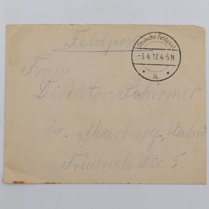 WW1 Feldpost from 115 Regiment to Frau Director Schirmer in Marburg