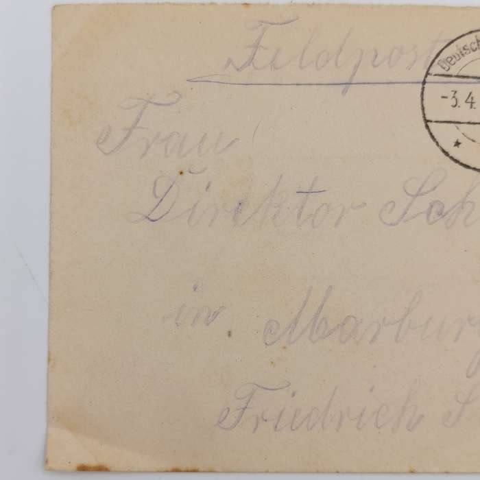 WW1 Feldpost from 115 Regiment to Frau Director Schirmer in Marburg
