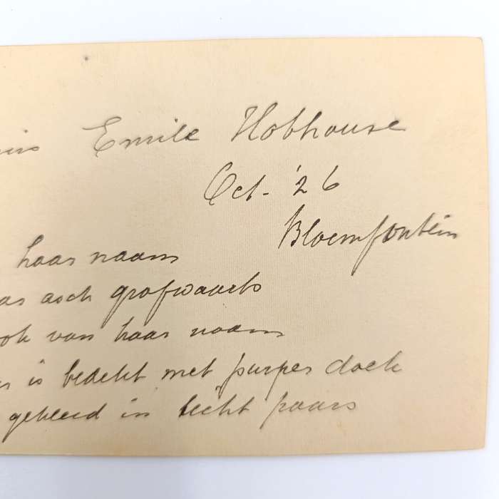 Death Card with photo - funeral of Emily Hobhouse - October 1926 in Bloemfontein