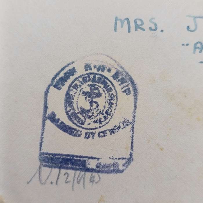 1943 WW2 Letter posted at sea - with censor mark