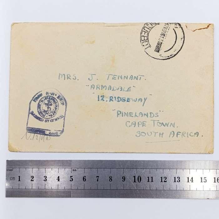 1943 WW2 Letter posted at sea - with censor mark
