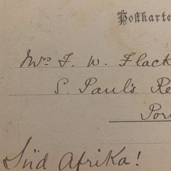 1901 Postcard German Reich to Port Elizabeth, Cape Colony mentioning