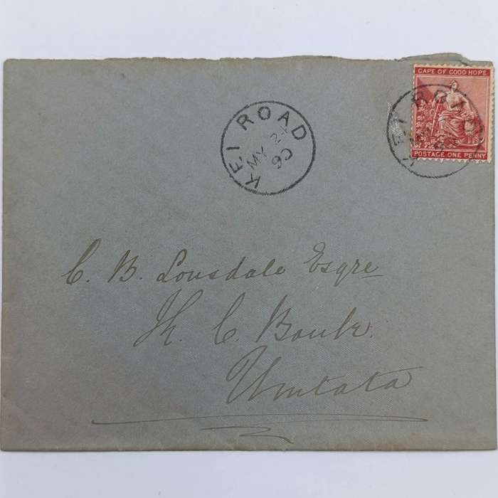 1890 Cover Kei Road to Umtata - One penny Cape of Good Hope stamp