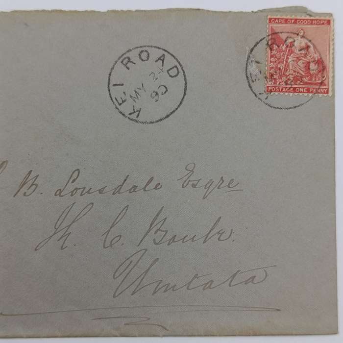 1890 Cover Kei Road to Umtata - One penny Cape of Good Hope stamp