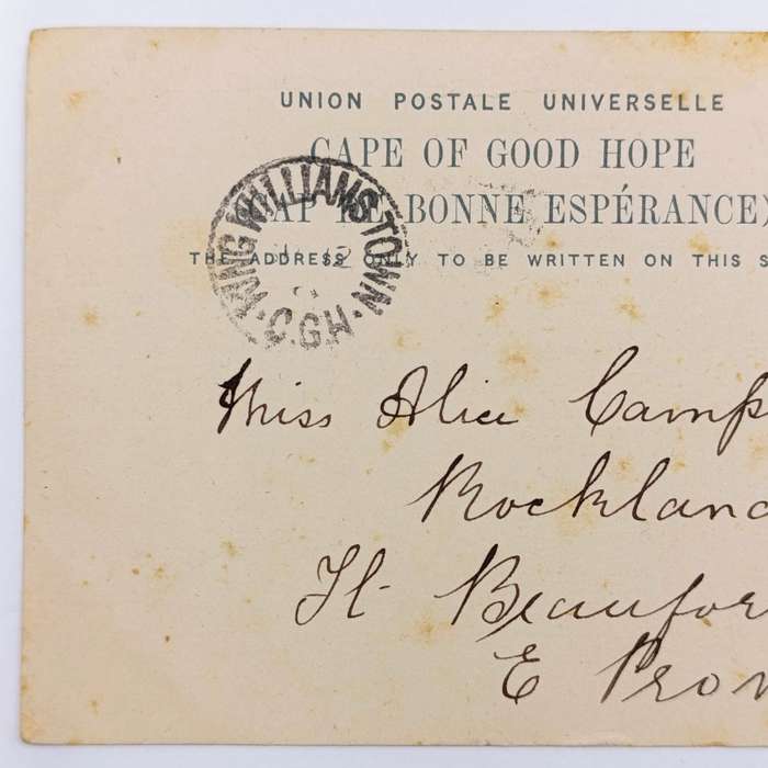 1898 pre printed card three half penny postage overprinted one penny - Mafeking to Fort Beaufort