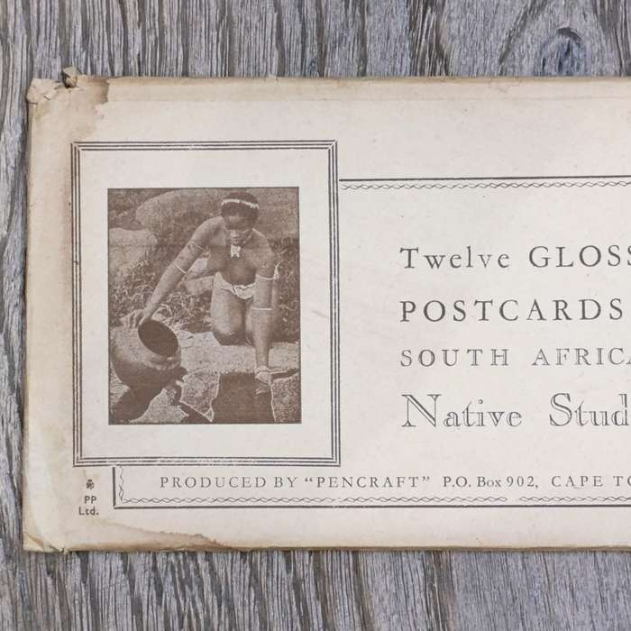 Twelve Glossy postcards of South African Native studies in original packaging