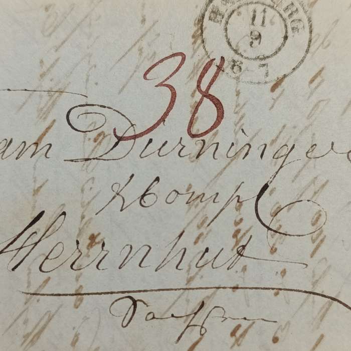 1843 Letter from the Prussian Post office in Hamburg to Herrnhut
