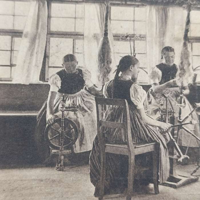 1908 Postcard from Baden, Germany to Boshof, Orange River Colony Picture of girls in Spinning class