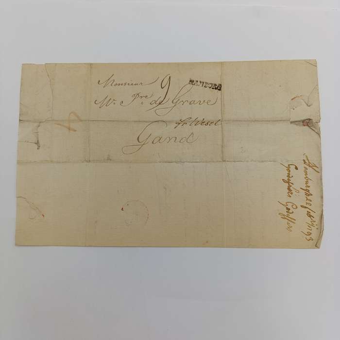 1793 Letter from Hamburg to Gand (France) endorsed "fr. Wesel" in manuscript