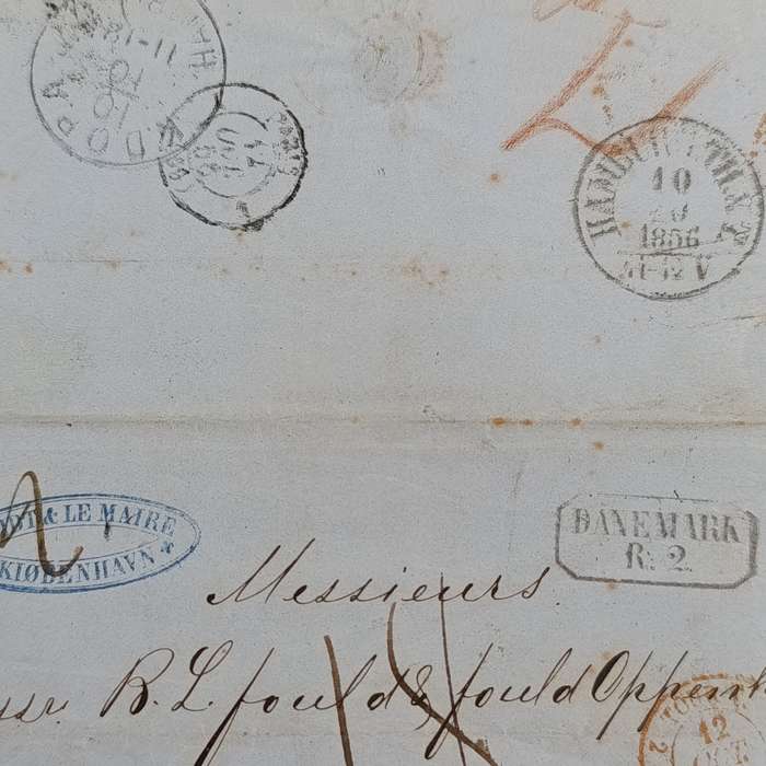 1856 letter from Copenhagen to Paris forwarded through the Danish Post office in Hamburg