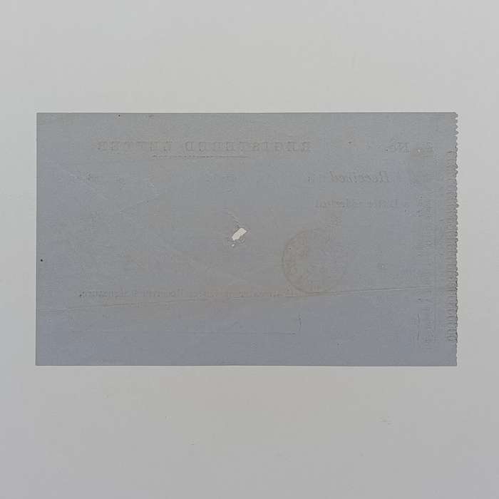 1886 Registered letter receipt, sent from Willowmore to Port Elizabeth