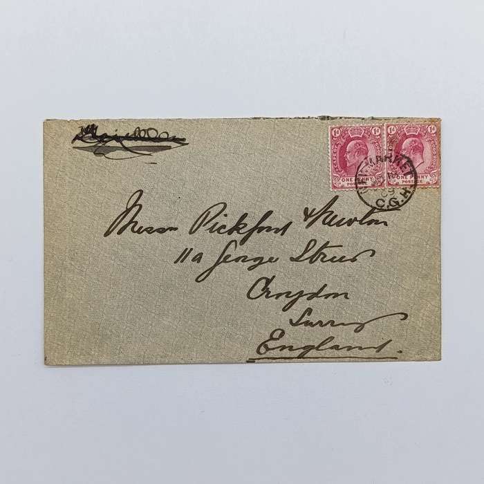 1909 Letter sent from Newmarket, Cape of Good Hope to Surrey, England