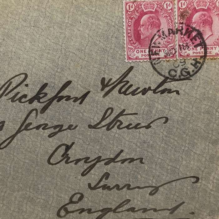 1909 Letter sent from Newmarket, Cape of Good Hope to Surrey, England