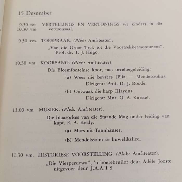1949 Inwyding van die Voortrekkermonument amptelike program en gedenkboek