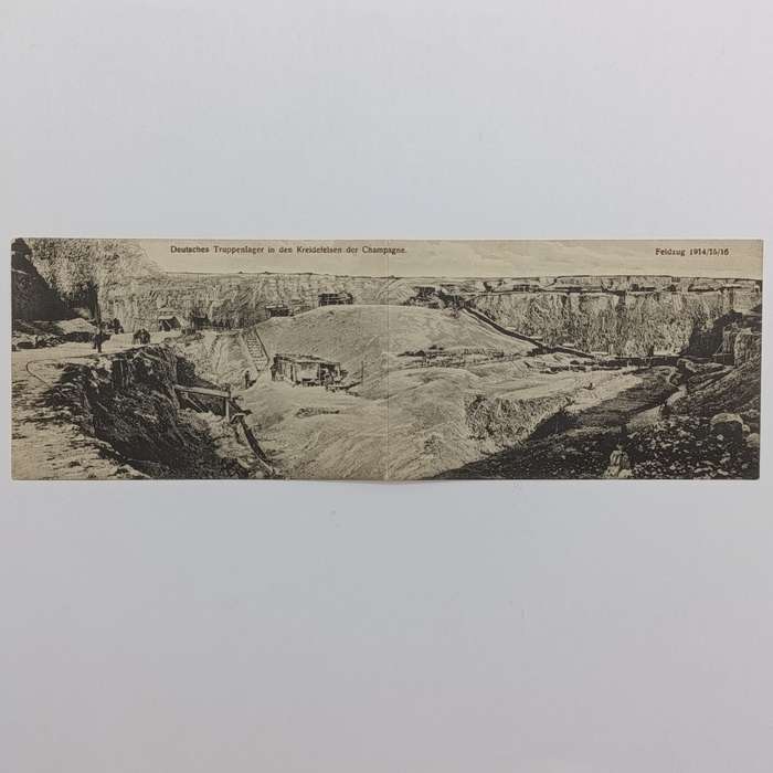 WW1 Field Postcard German troops camp in Champagne - Fold open card unused