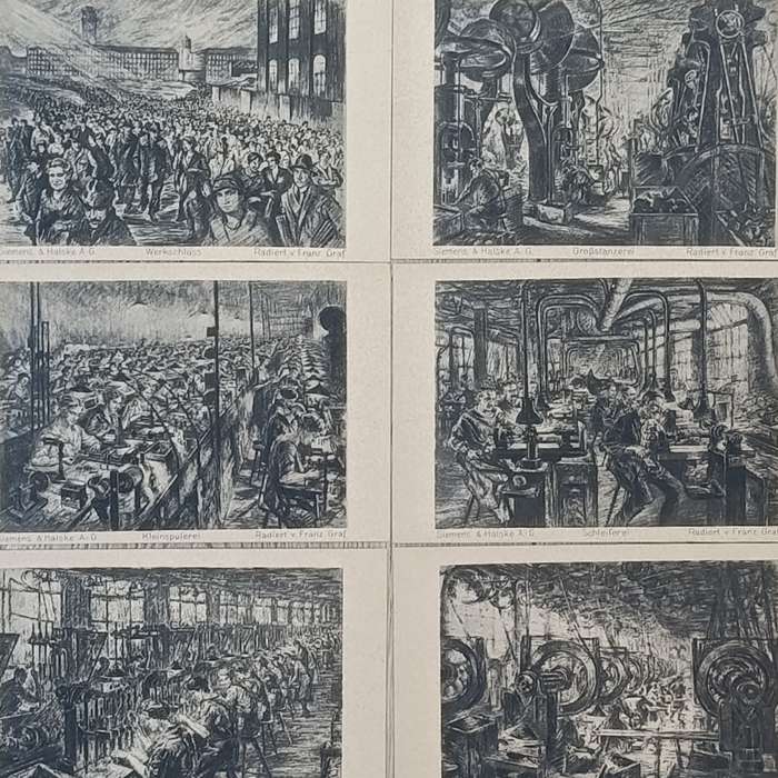 Pack of 10 Industry German postcard 5 WW1 period - Arbeit 1st Leben - the workplaces of Siemens