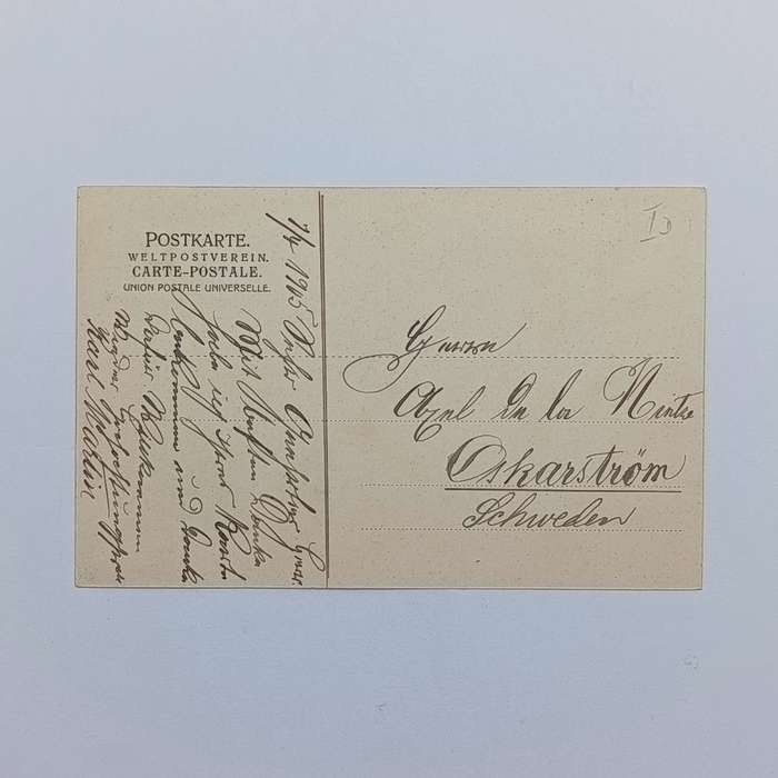 Postcard from Buea Kamerun to Oskarstrom, Sweden 7 April 1905 with cancelled Kamerun stamp