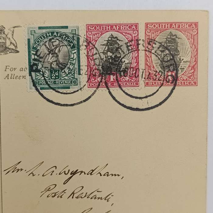 Airmail postcard Pietersburg, South Africa to Bulawayo, Southern Rhodesia posted 6 October 1932