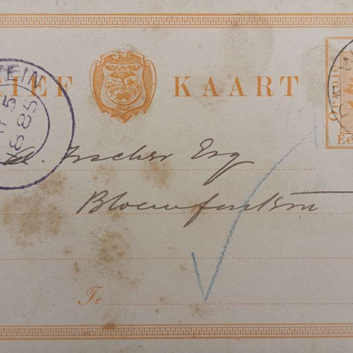 Pre printed Freestate postcard from Dewetsdorp to Bloemfontein