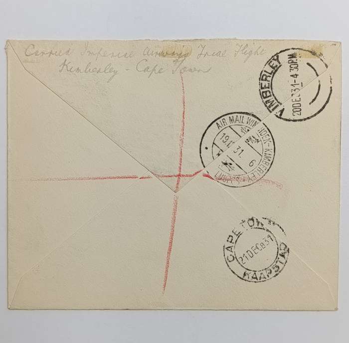 Airmail cover flown Windhoek South West Africa to Cape Town South Africa