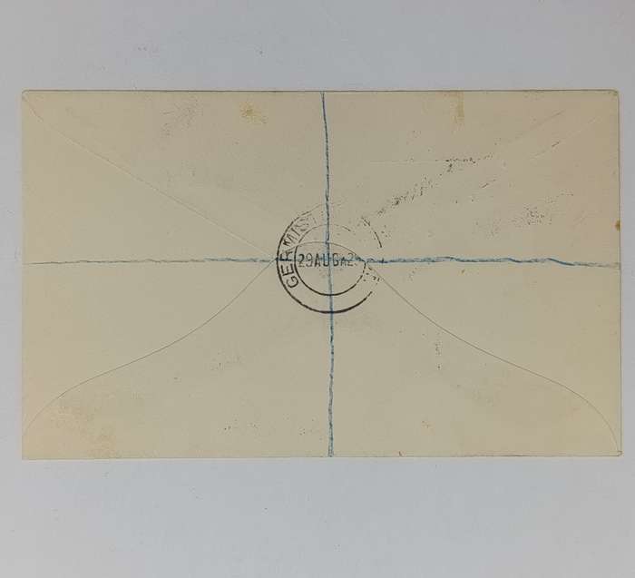 Registered airmail cover Germiston Station to Bloemfontein, South Africa with Orange airmail label